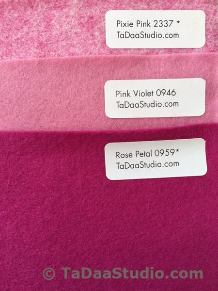 Pixie Pink wool felt squares for craft or pillow projects! TaDaa