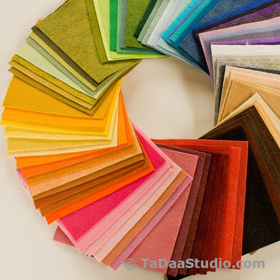 Complete Rainbow mini palette wool felt squares for holiday themed wool  felt projects