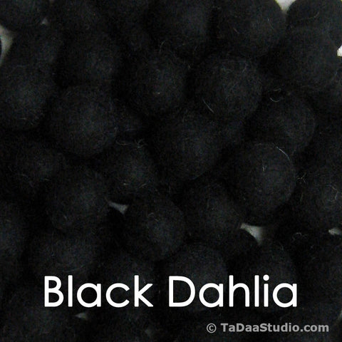 Black Dahlia Wool Felt Balls