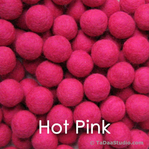 Hot Pink Wool Felt Balls