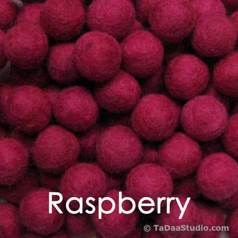 Raspberry Wool Felt Balls
