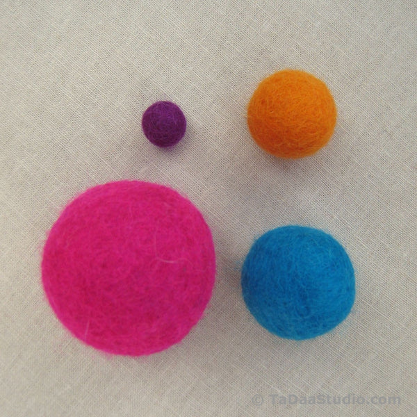100% Wool Felt Balls 10 Count 3cm Pastel Pink 