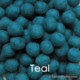 Teal Wool Felt Balls
