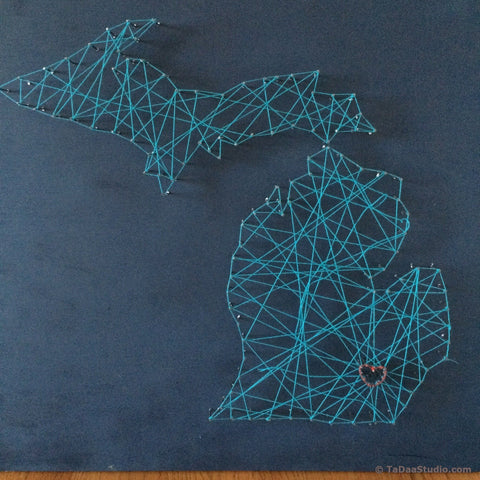 Craft Party!  Map of Michigan String Art