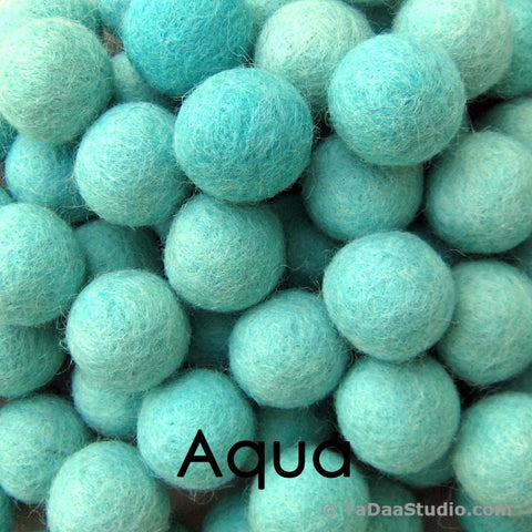 Aqua Wool Felt Balls