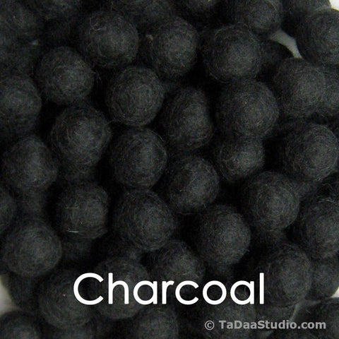 Charcoal Wool Felt Balls