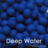 Deep Water Blue Wool Felt Balls