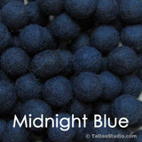 Midnight Blue Wool Felt Balls