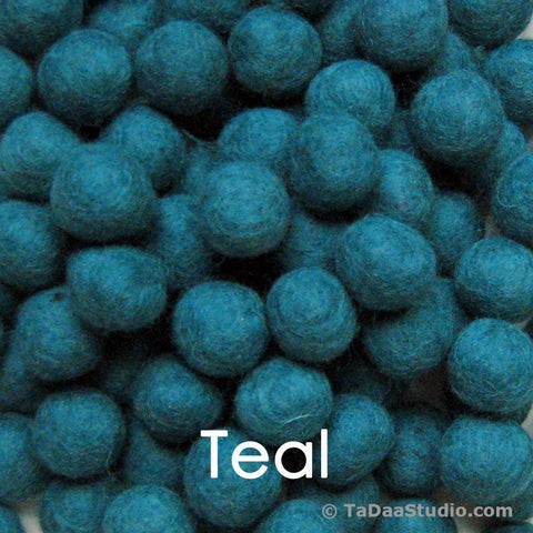 Teal Wool Felt Balls